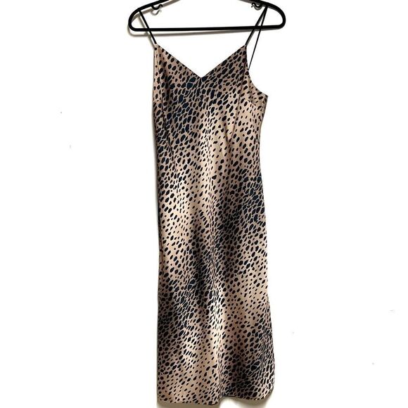 NWT Everee Good American Leopard Satin Slip Dress Vanity Sz 1 Sz 4 US - Picture 3 of 8